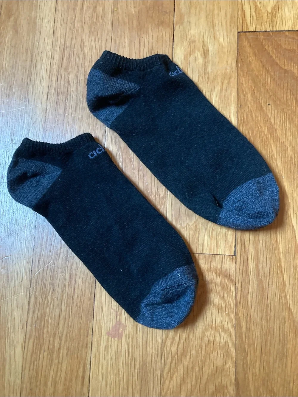 adidas Black Low-Cut Athletic Ankle Socks with Gray Heel & Toe